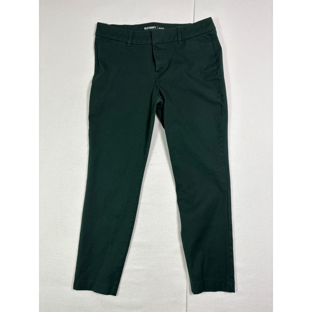 Old Navy Pixie Mid-Rise Skinny Chino Pants Womens 10 Dark Green Ankle Trousers